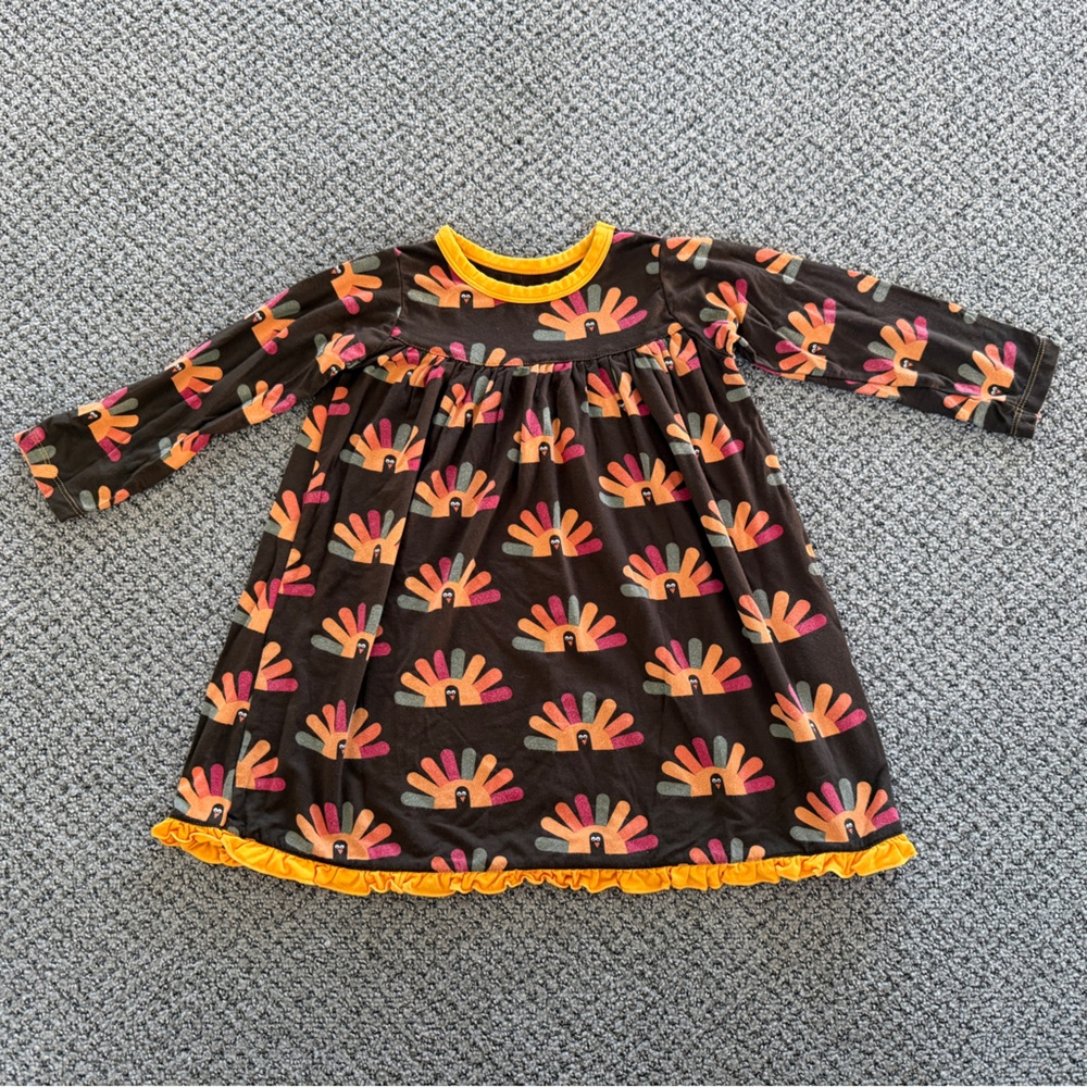 Kickee Pants Turkey Long Sleeve Dress 2T